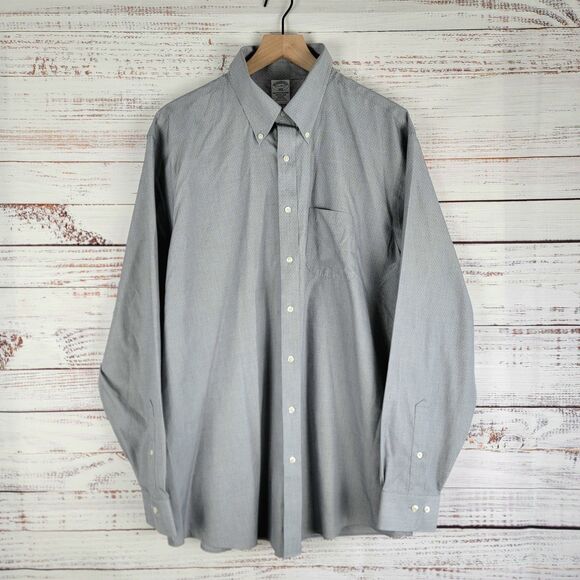 Brooks Brothers 1818 Original Polo Shirt Mens Size 17.5 - 36/37 Regular LS Gray - Picture 1 of 9